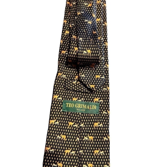 Teo Grimaldi Deer and Fawn Silk Tie Made in Italy - Picture 4 of 6